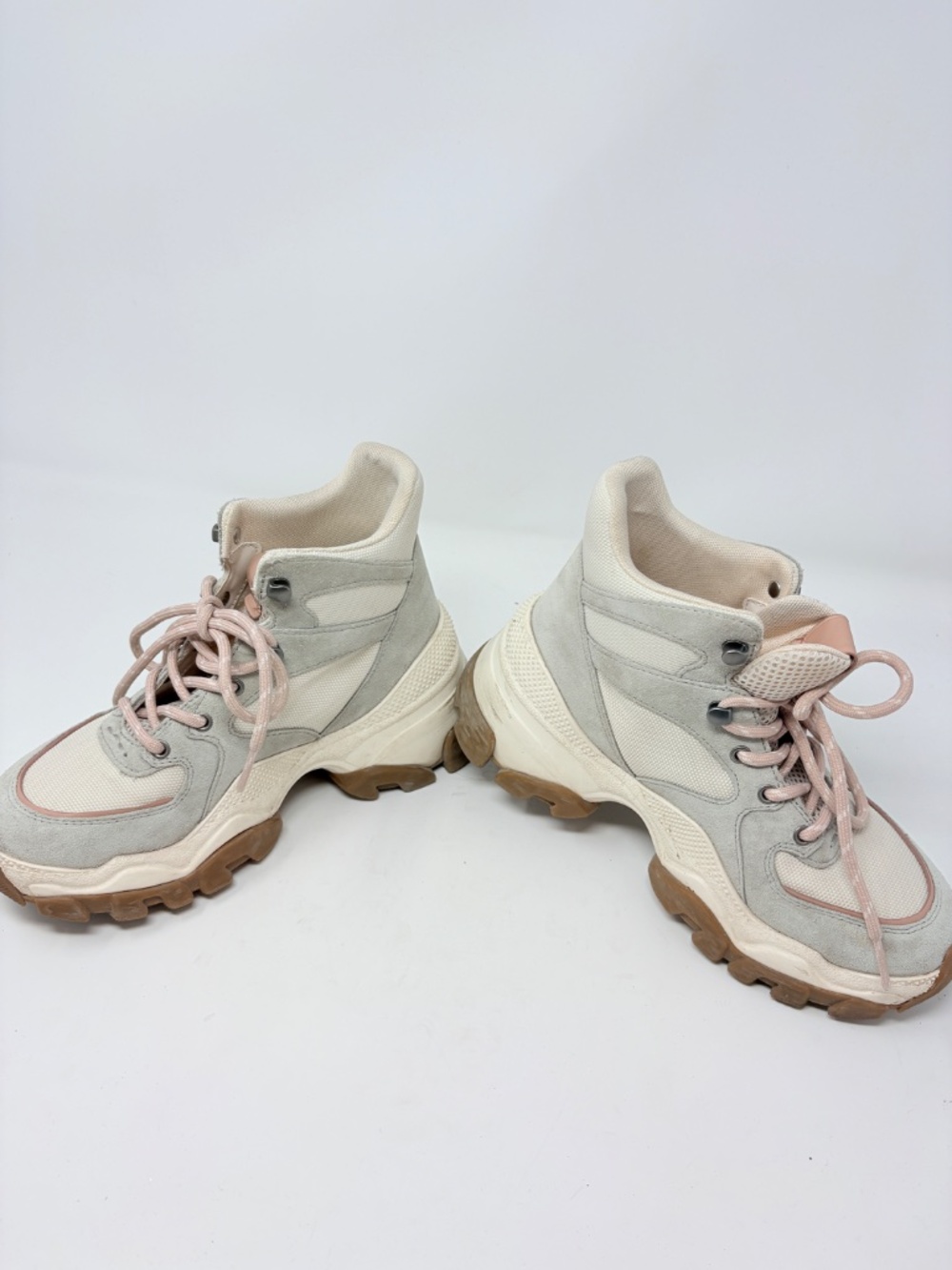 Coach C265 Hiker Sneakers High Cut Hiker Boot Platform Light Grey Pink Size 6 - Picture 10 of 14